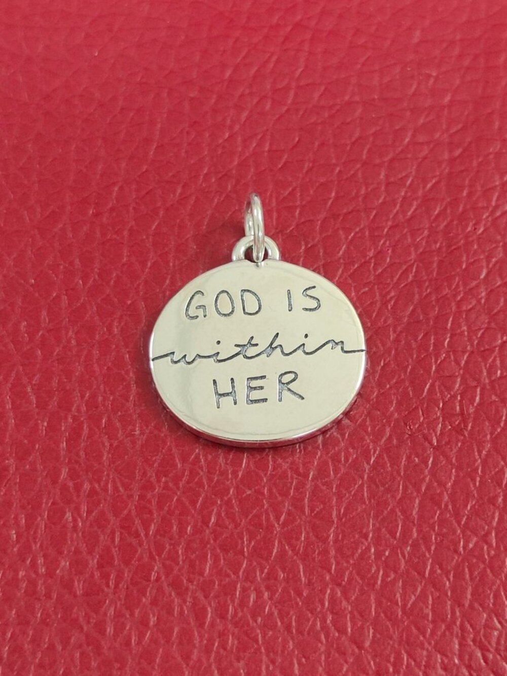 James Avery Sterling Silver "God Is Within Her" Charm with box